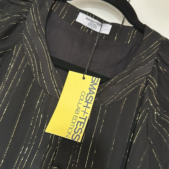 BNWT Smash and Tess Iskra Showstopper Metallic Stripe Dress - Picture 7 of 12